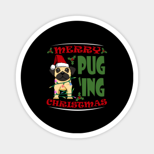 Merry Puging Christmas Cute Pug Dog Magnet